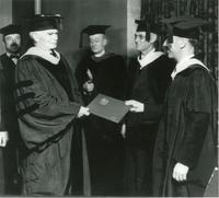 Lee de Forest receiving honorary doctorate from Lewis Institute, 1937