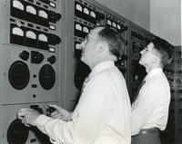 W.C. Jacobs and J.M. Brager of Consumer Powers Company with A-C Network Calculator, Illinois Institute of Technology, 1951