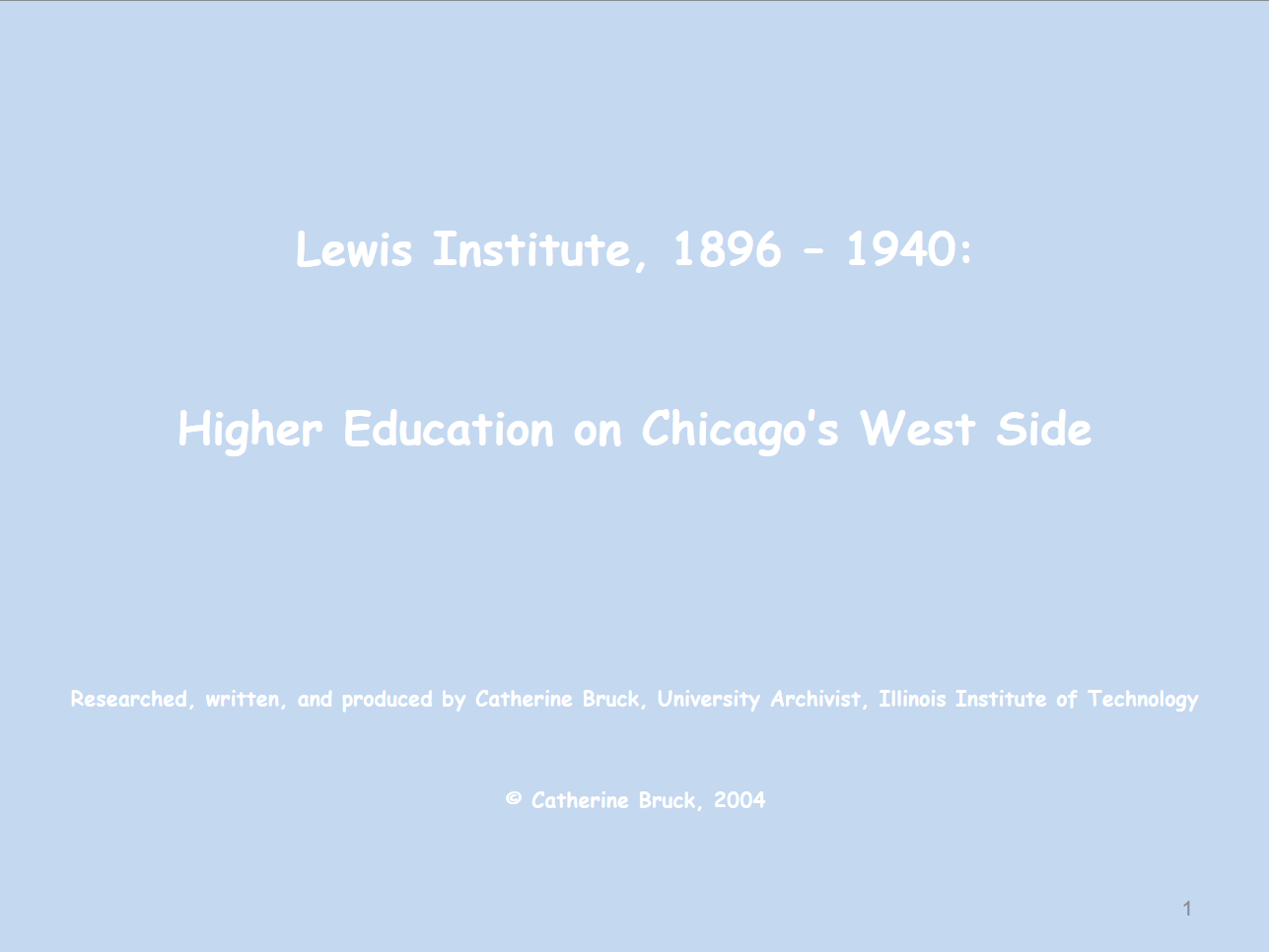 Lewis Institute, 1896-1940: Higher Education on Chicago's West Side