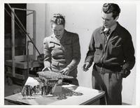 Students with model at the Institute of Design, Chicago, Illinois, ca. 1945