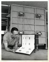 Ken Isaacs with the Knowledge Box, Illinois Institute of Technology, Chicago, Illinois, 1962