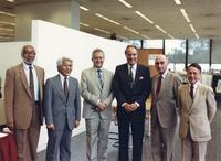College of Architecture faculty with Dirk Lohan in S.R. Crown Hall, Illinois Institute of Technology, Chicago, Illinois, ca. 1980s