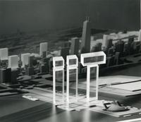 IIT logo with model of Chicago, Illinois, 1980s