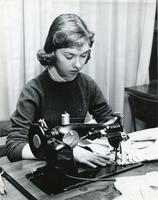 Student sewing in Home Economics class, Illinois Institute of Technology, Chicago, IL, 1970s