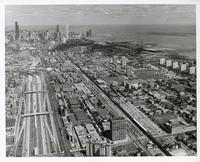 Aerial view of the Illinois Institute of Technology campus, Chicago, Illinois, 1975