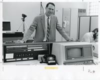 Dr. Rollin Dix and UNIVAC computer, Illinois Institute of Technology, Chicago, Illinois, ca.1970s