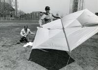 Students with kite, Illinois Institute of Technology, Chicago, Illinois, ca. 1970s