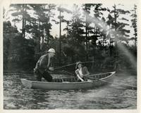 Civil Engineering student and Professor John Cornelius Penn at Camp Armour, Vilas County, Wisconsin, 1942