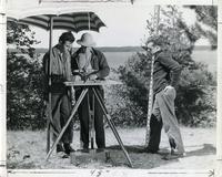 Civil Engineering students and Professor John Cornelius Penn at Camp Armour, Vilas County, Wisconsin, ca. 1942