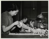 Students in a Chicago School or Design or Institute of Design paper cutting class, Chicago, Illinois, ca. 1942-1945