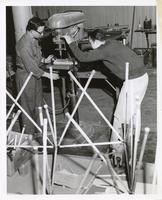 Institute of Design students working in the product design workshop, Illinois Institute of Technology, Chicago, Illinois, ca. 1950s