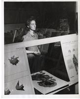 Barbara Jeanmire at School of Design in Chicago Camouflage Course exhibit, Chicago, Illinois, ca. 1942
