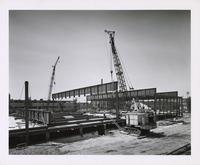 S.R. Crown Hall under construction, Illinois Institute of Technology, Chicago, Illinois, ca. 1950-56