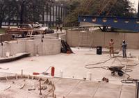 Paul V. Galvin Library plaza during renovation, including canopy, Illinois Institute of Technology, Chicago, Illinois, 1985