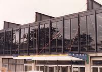 Paul V. Galvin Library, with colorful canopy, Illinois Institute of Technology, Chicago, Illinois, 1985