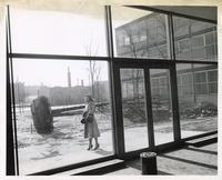Arleen Hagen and tree, Illinois Institute of Technology, Chicago, Illinois, February, 1948