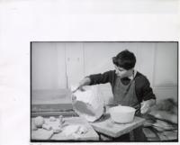 Student with sculpture, Chicago, Illinois, ca. 1940s