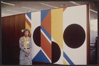 Mary Henry with painting, Illinois Institute of Technology, Chicago, Illinois, ca. 1988