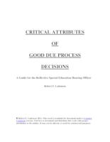 Critical Attributes of Good Process Decisions: a Guide for Reflective Special Education Hearing Officers