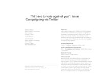 “I’d have to vote against you”: Issue Campaigning via Twitter