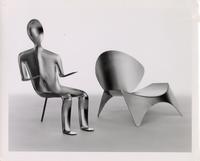 Jay Doblin's People Chair with an unidentified aluminum chair, ca. 1960