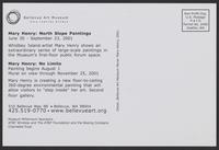 Exhibition announcement for Mary Henry's work at the Bellevue Art Museum, 2001, verso
