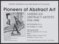 Exhibition announcement for the exhibit Pioneers of Abstract art at the Sidney Mishkin Gallery, Baruch College, New York, NY, 1996, recto