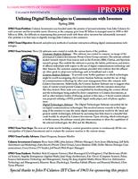 Podcasting, Market Research & Multimedia Pilots (semester?), IPRO 303: Utilizing Digital Tech to Communicate with Investors IPRO 303 Abstract Sp06