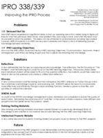 Improving the IPRO Processes (semester?), IPRO 338: Improving the IPRO Process IPRO 338 Abstract S05