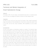 Technical and Market Integration of Hydroelectric Energy (semester?), IPRO 343: Integration of Hydroelectric Energy IPRO 343 Abstract F06