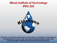 Pilot Study in Mexico for KlarAqua Water Filtration System and Business Planning (semester?), IPRO 355: KlarAqua IPRO 355 IPRO Day Presentation F06