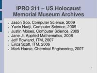 Integrating the United States Holocaust Memorial Museum website with the IIT Intranet Mediator (semester?), IPRO 311: IIT Intranet Mediator for USHMM IPRO 311 IPRO Day Presentation F06