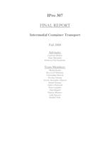 Intermodal Container Transport (Semester Unknown) IPRO 307: Intermodal Container Transport IPRO 307 Final Report F08