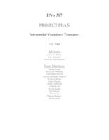 Intermodal Container Transport (Semester Unknown) IPRO 307: Intermodal Container Transport IPRO 307 Project Plan F08
