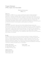 Medical Informatics: Scoping Health Care Information Technology (semester?), IPRO 372: Medical Informatics IPRO 372 Abstract F04