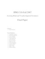 Assisting Blind and Visually Impaired Swimmers (semester?), IPRO 310: Blind Swimmers IPRO 310 Final Report F07