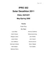 Solar Decathlon 2011 (Semester Unknown) IPRO 352: Solar Decathlon EnPRO 352 Business Plan Sp08