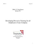 Pervasive Training (Semester Unknown) IPRO 317: PervasiveTrainingIPRO317FinalReportSp11