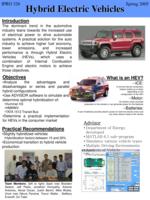 Hybrid Electric Vehicles: Simulation, Design, and Implementation (semester?), IPRO 326: Hybrid Electric Vehicles IPRO 326 Poster 1 Sp05