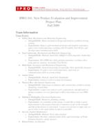 Product and Market Development for an Industrial Tool Product (sequence unknown), IPRO 341 - Project Plan