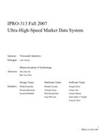 Ultra-High-Speed Market Data System (semester?), IPRO 313: Ultra High Speed Market Data System IPRO 313 Project Plan F07