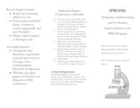 Researching, Designing, Testing, and Evaluating IPRO Program Enhancements (Semester Unknown) IPRO 301: Researching, Designing, Testing, and Evaluating IPRO 301 Brochure Sp08