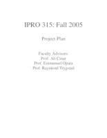 Web-Based Support for Diabetes (semester?), IPRO 315: Web-based Support for Diabetes IPRO 315 Project Plan F05