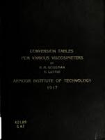 Conversion tables for various viscosimeters using the Saybolt universal viscosimeter as the standard