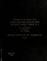 Design of a 15,000 H.P. hydroelectric development on East Canada Creek, near East Creek, NY