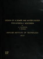 Design of a sewer and water system for the village of Kimberly, Wisconsin