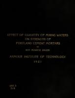 The effect of quantity of mixing water on the strength of various Portland cement mortars