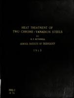 An investigation of the effects of heat treatment upon some of the physical properties of two chrome-vanadium steels