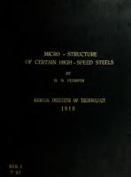 Micro-structure of certain high-speed steels