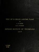 Test of a delco lighting plant